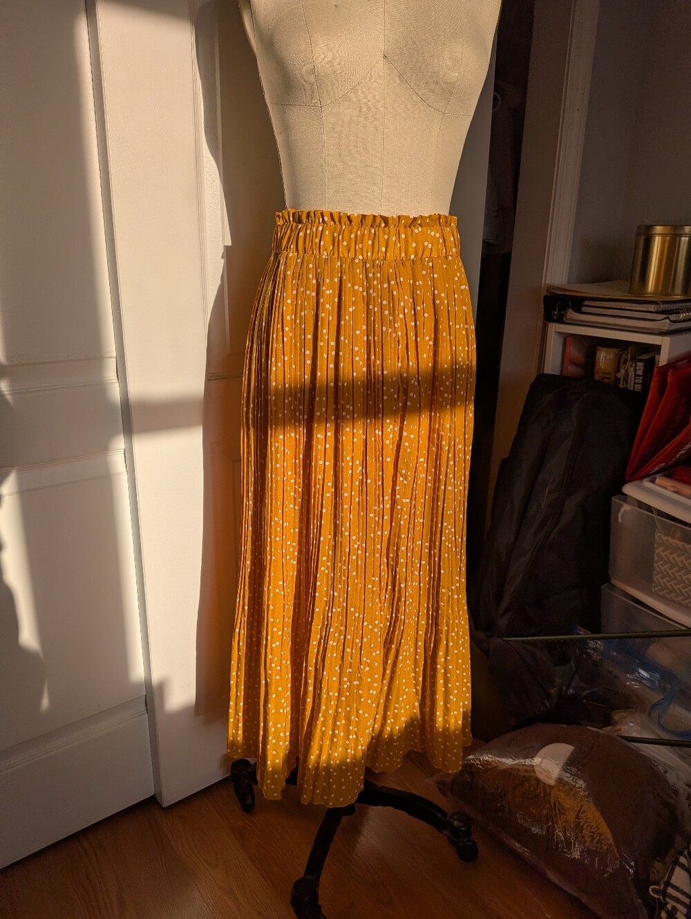 Mustard Yellow Pleated Skirt